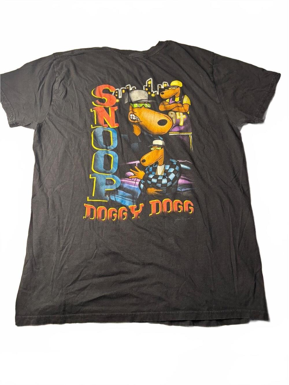 Snoop Dogg 94 Rap Tee Black Graphic T-Shirt Large Hip Hop
